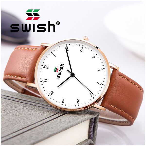 swish 2019 men's watch ultra-thin watch leather stainless steel waterproof brown leather strap fashion, Slivery;brown
swish 2019 men's watch ultra-thin watch leather stainless steel waterproof brown leather strap fashion, Slivery;brown
