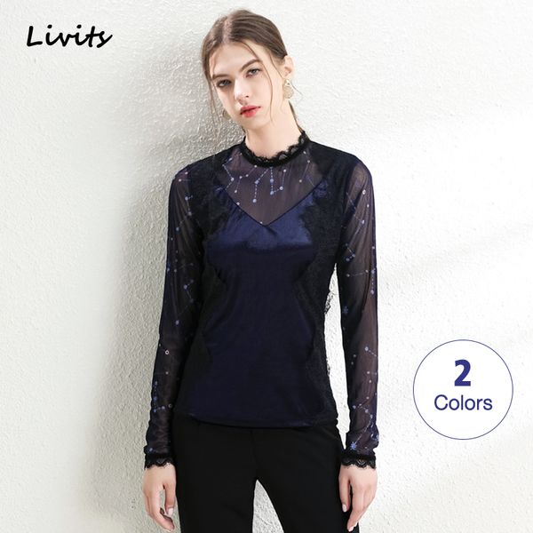 women's t-shirts velvet lace tulle gauze mesh stretchy tshirts high neck long sleeve casual elegant female feminino, White
women's t-shirts velvet lace tulle gauze mesh stretchy tshirts high neck long sleeve casual elegant female feminino, White