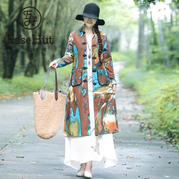 vintage women winter print longline coat cotton linen stand collar long sleeve button pocket thick warm jacket outerwear, Black
vintage women winter print longline coat cotton linen stand collar long sleeve button pocket thick warm jacket outerwear, Black
