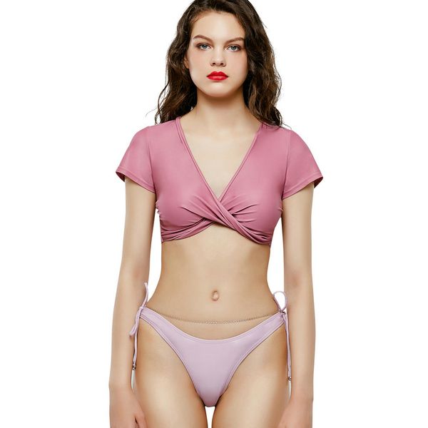 european and american women's split swimwear 2020 half-sleeved sunscreen solid color fashion three-point bikini seaside unfaded vacatio
european and american women's split swimwear 2020 half-sleeved sunscreen solid color fashion three-point bikini seaside unfaded vacatio