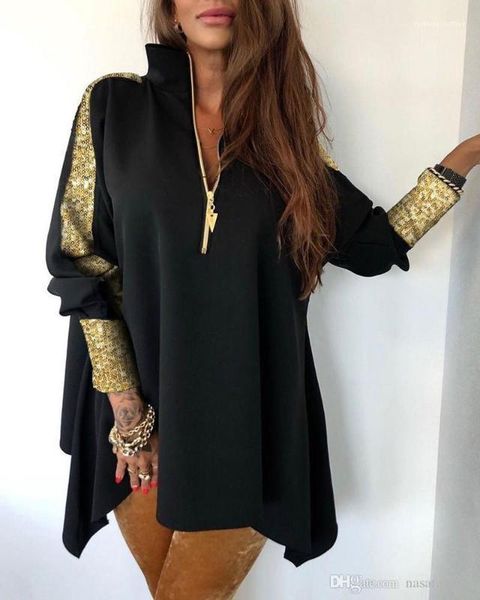 casual panelled women loose outerwear womens designer sequins coat fashion ladies zipper neck jackets, Black;brown
casual panelled women loose outerwear womens designer sequins coat fashion ladies zipper neck jackets, Black;brown