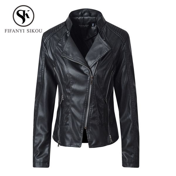2019 new fashion motorcycle faux leather jacket women zipper long sleeve spring autumn streetwear biker black coat slim jackets
2019 new fashion motorcycle faux leather jacket women zipper long sleeve spring autumn streetwear biker black coat slim jackets