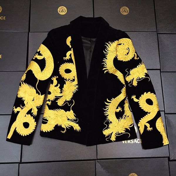 chinese style dragon embroidery mens velvet blazer casual vintage nightclub singer show suit slim fit male coats, White;black
chinese style dragon embroidery mens velvet blazer casual vintage nightclub singer show suit slim fit male coats, White;black