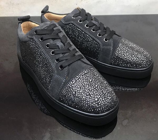 elegance with luxurious low grey suede sneakers shoes spikes red bottom luxury shoes perfect casual flats --party dress, Black
elegance with luxurious low grey suede sneakers shoes spikes red bottom luxury shoes perfect casual flats --party dress, Black