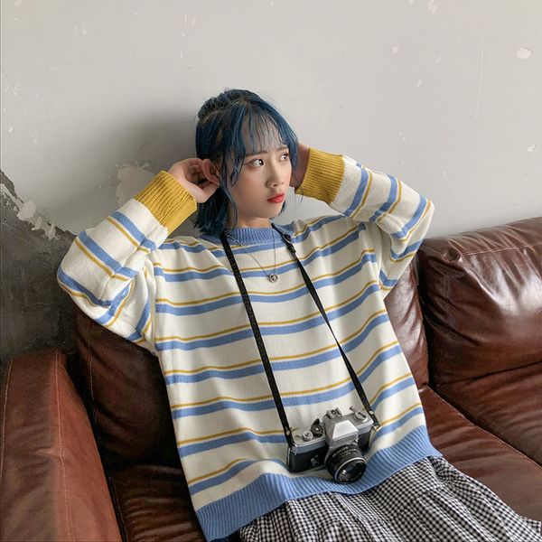 fall winter new long sleeve striped o-neck knitted sweaters fashion brand casual pullovers women's clothing loose, White;black
fall winter new long sleeve striped o-neck knitted sweaters fashion brand casual pullovers women's clothing loose, White;black