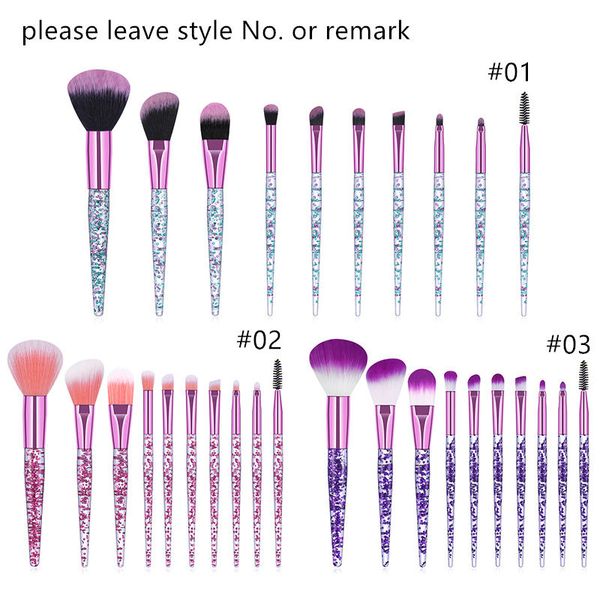 10pcs glitter makeup brushes transparent sequins handle 3 colors make up brush set mixed color beautiful cosmetic tools
10pcs glitter makeup brushes transparent sequins handle 3 colors make up brush set mixed color beautiful cosmetic tools