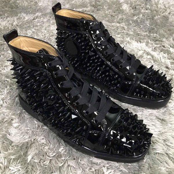 2018 men women new style black patent leather pik pik spikes red bottom sneakers,brand casual shoes 35-46
2018 men women new style black patent leather pik pik spikes red bottom sneakers,brand casual shoes 35-46