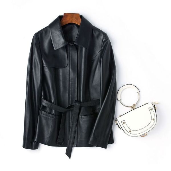 2019 new arrival genuine leather jacket women 100% real sheepskin sheep vintage leather jacket outwear coat lady with belt black
2019 new arrival genuine leather jacket women 100% real sheepskin sheep vintage leather jacket outwear coat lady with belt black