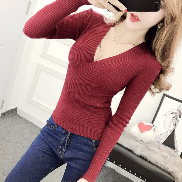 2019 new autumn casual sweater women pullover deep v-neck ladies elastic full sleeve knitted sweater jumpers ladies, White;black
2019 new autumn casual sweater women pullover deep v-neck ladies elastic full sleeve knitted sweater jumpers ladies, White;black