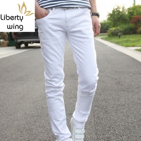 men's jeans gold button pencil motorcycle mens fashion white slim stretchy biker pants straight denim, Blue
men's jeans gold button pencil motorcycle mens fashion white slim stretchy biker pants straight denim, Blue