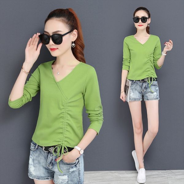 avocado green t-shirt clothes women's long sleeve 2019 autumn slim fit base shirt cotton v-neck clothes, White
avocado green t-shirt clothes women's long sleeve 2019 autumn slim fit base shirt cotton v-neck clothes, White