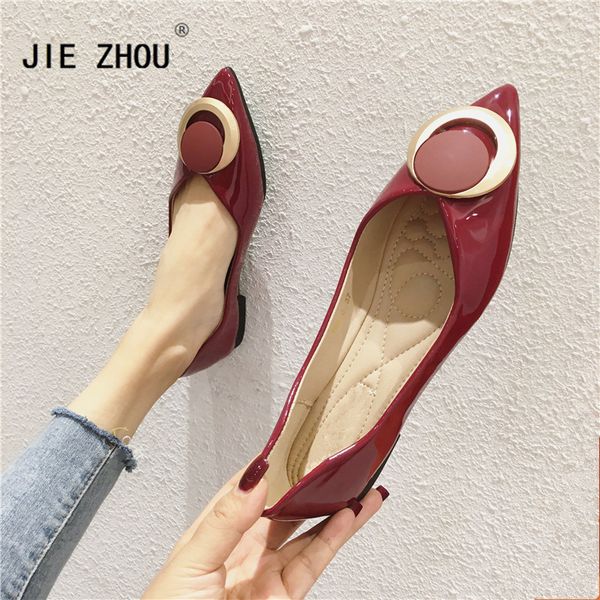 women shoes red pointed toe soft sole flats patent leather dress shoes woman boat zapatos de mujer, Black
women shoes red pointed toe soft sole flats patent leather dress shoes woman boat zapatos de mujer, Black