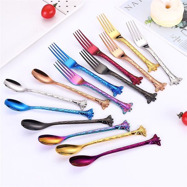 creative giraffe spoons forks gold forks spoons pvd plated colored stainless steel 304 dessert forks spoons 
creative giraffe spoons forks gold forks spoons pvd plated colored stainless steel 304 dessert forks spoons