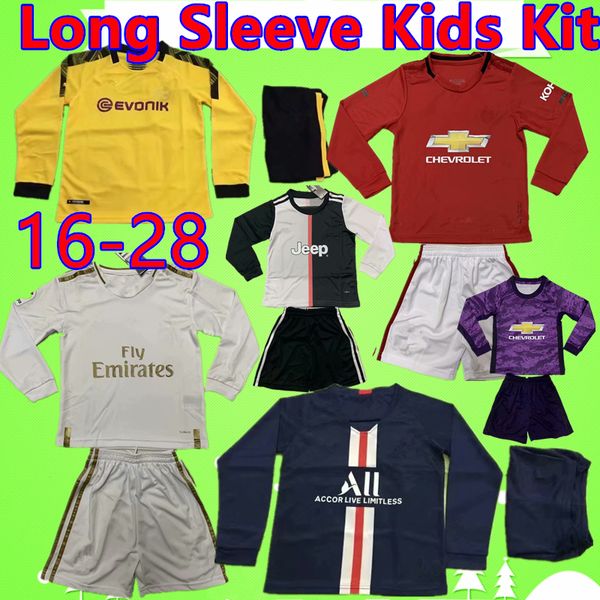 16-28 kids kit 2019 2020 long sleeve man utd real madrid child set soccer jersey boy suit united paris football shirt 19 20, Black;yellow
16-28 kids kit 2019 2020 long sleeve man utd real madrid child set soccer jersey boy suit united paris football shirt 19 20, Black;yellow