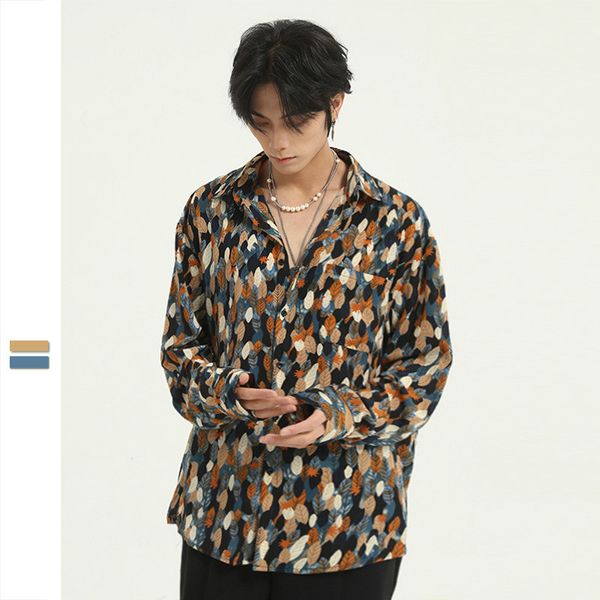 men's casual shirts men retro fashion long sleeve print shirt male korea streetstyle loose dress, White;black
men's casual shirts men retro fashion long sleeve print shirt male korea streetstyle loose dress, White;black