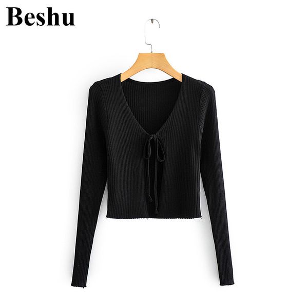 2019 fashion knitted sweater women black short section center lace-up v-neck sweater long sleeve elegant lady clothes, White
2019 fashion knitted sweater women black short section center lace-up v-neck sweater long sleeve elegant lady clothes, White