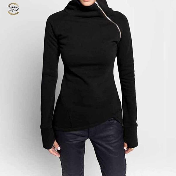 blusas 2019 women hoodies sweatshirts autumn casual solid long sleeve turtleneck zippers slim fit pullovers plus size, Black
blusas 2019 women hoodies sweatshirts autumn casual solid long sleeve turtleneck zippers slim fit pullovers plus size, Black