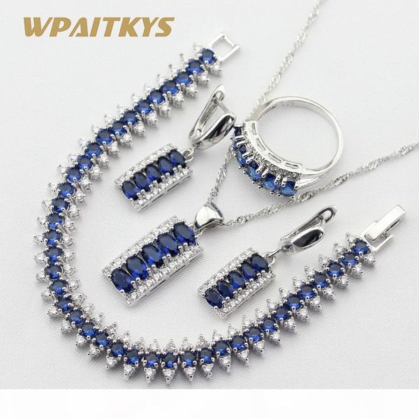 4pcs blue cubic zirconia 925 silver color jewelry sets for women bracelets necklace pendant earrings rings gift box
4pcs blue cubic zirconia 925 silver color jewelry sets for women bracelets necklace pendant earrings rings gift box