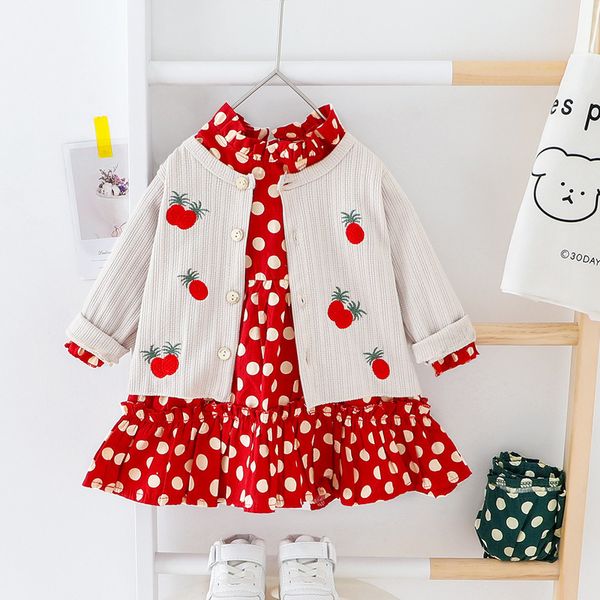 spring baby girl outfit lovely long sleeve dot dress+cardigan coat 2pcs cotton birthday kids suit toddler casual children's set, White
spring baby girl outfit lovely long sleeve dot dress+cardigan coat 2pcs cotton birthday kids suit toddler casual children's set, White
