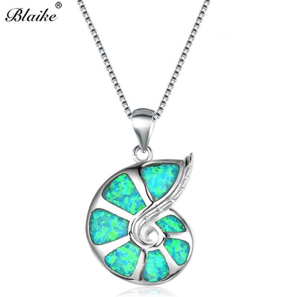 blaike mystic fire opal necklace female 925 sterling silver green/purple/white/blue opal conch pendants for women rainbow choker
