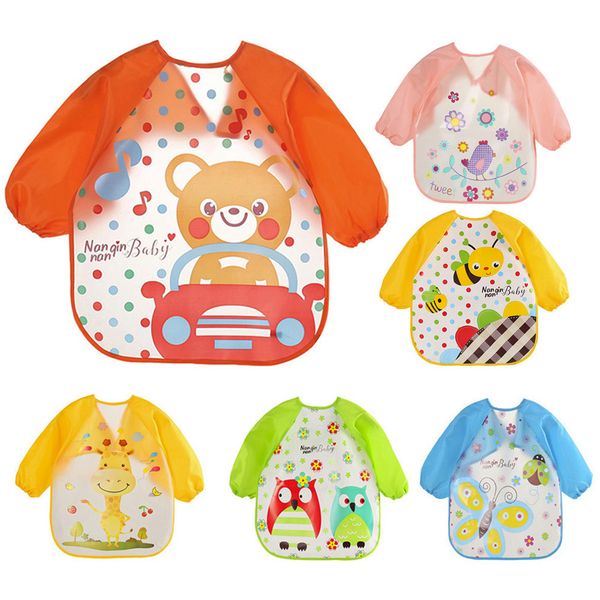 

telotuny baby bibs kids apron long sleeve feeding bibs kids eating kid baby cartoon long sleeve waterproof meal bib saliva towel