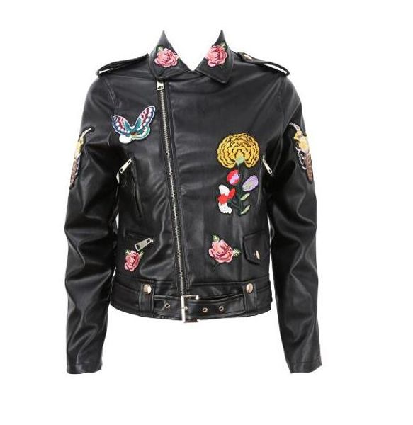 embroidery faux leather coat motorcycle zipper jacket women fashion cool outerwear long sleeve floral street jackets, Black
embroidery faux leather coat motorcycle zipper jacket women fashion cool outerwear long sleeve floral street jackets, Black