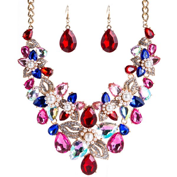 new design necklace earrings sets for girls lady exaggerated flower imitation pearl water drop gold fashion women wedding jewelry suit blue, Silver
new design necklace earrings sets for girls lady exaggerated flower imitation pearl water drop gold fashion women wedding jewelry suit blue, Silver