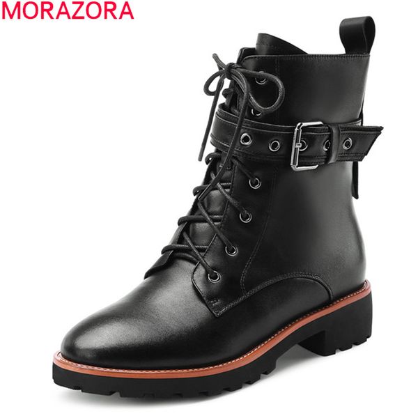 morazora 2020 new brand genuine leather women boots low heel round toe buckle comfortable leisure winter ankle boots, Black
morazora 2020 new brand genuine leather women boots low heel round toe buckle comfortable leisure winter ankle boots, Black