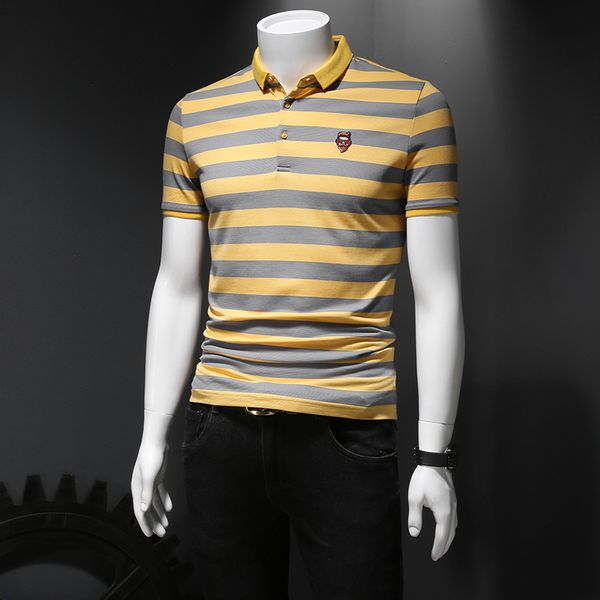 summer men's short-sleeved t-shirt tide brand trend lapel striped polo shirt korean half-sleeved compassionate men's clothing, White;black
summer men's short-sleeved t-shirt tide brand trend lapel striped polo shirt korean half-sleeved compassionate men's clothing, White;black