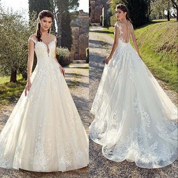 country wedding dresses sheer neck summer bohemian lace appliques backless with buttons boho bridal gowns, White
country wedding dresses sheer neck summer bohemian lace appliques backless with buttons boho bridal gowns, White