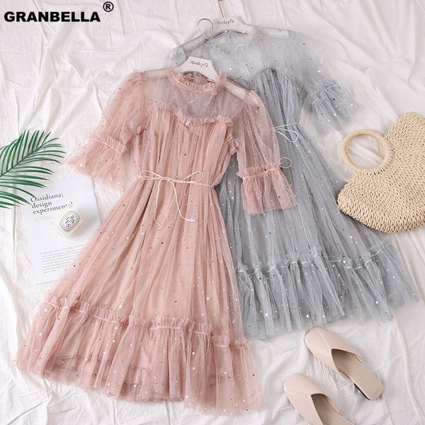 sweet princess party dress star sequins gauze flare sleeve high waistline dress female elegant o-neck mesh dresses, Black;gray
sweet princess party dress star sequins gauze flare sleeve high waistline dress female elegant o-neck mesh dresses, Black;gray
