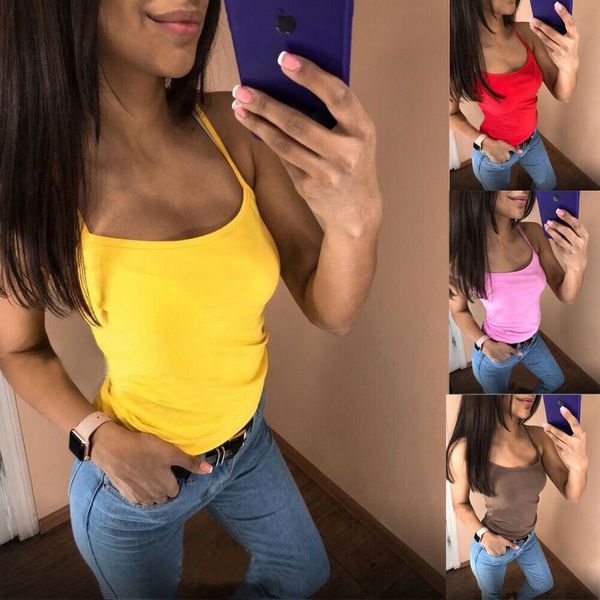 summer womens sleeveless casual camis sling vest plain simple slim low cut cami tank basic tee clothes, White
summer womens sleeveless casual camis sling vest plain simple slim low cut cami tank basic tee clothes, White