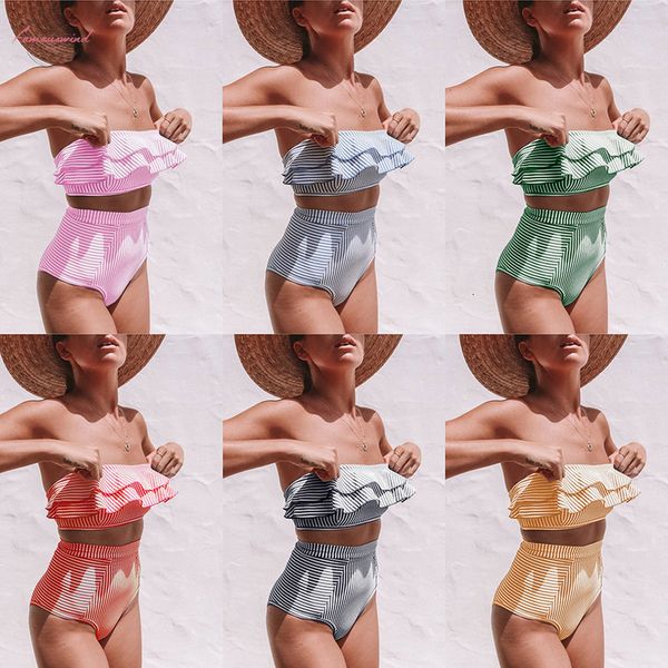 striped bikini 2020 new arrival strapless bikinis high waist swimwear women ruffles swimsuit brazilian biquini, White;black
striped bikini 2020 new arrival strapless bikinis high waist swimwear women ruffles swimsuit brazilian biquini, White;black