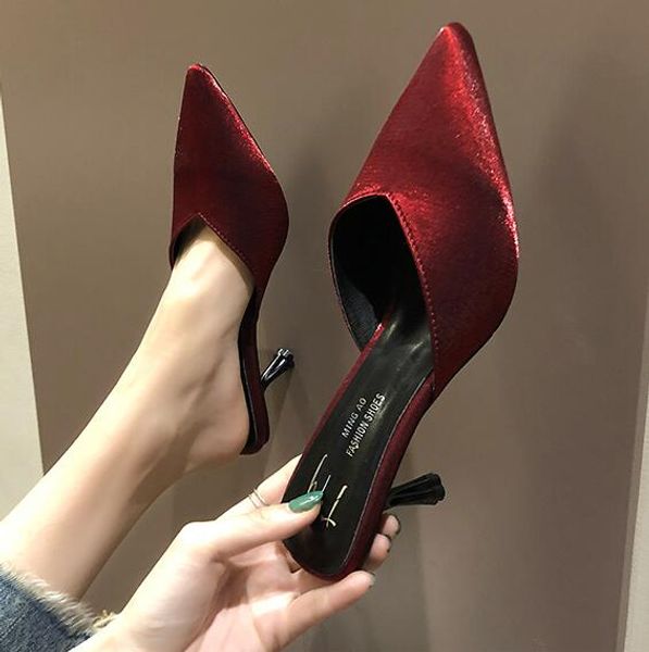 2020 new summer women pointed toe sandals outside thin high heels slippers female fashion woman cloth style shoes, Black
2020 new summer women pointed toe sandals outside thin high heels slippers female fashion woman cloth style shoes, Black