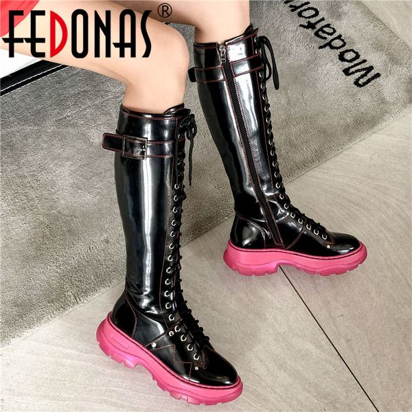 fedonas punk genuine leather women knee high boots winter warm flats platform riding boots chunky heels night club shoes woman, Black
fedonas punk genuine leather women knee high boots winter warm flats platform riding boots chunky heels night club shoes woman, Black
