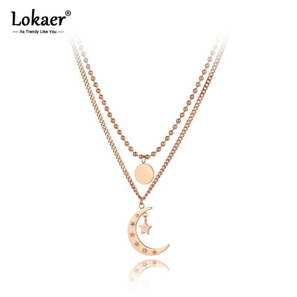 lokaer trendy titanium stainless steel double-layer moon star charm choker necklace bohemia cz pendant necklace for women n20100, Golden;silver
lokaer trendy titanium stainless steel double-layer moon star charm choker necklace bohemia cz pendant necklace for women n20100, Golden;silver