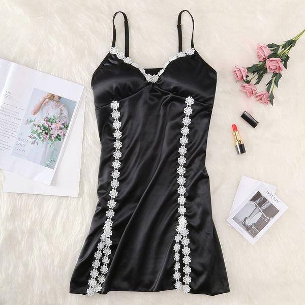 women's sleepwear lingerie women appliques patchwork satin nightwear nightgown fashion black nightdress silk slip ladies chemises, Black;red
women's sleepwear lingerie women appliques patchwork satin nightwear nightgown fashion black nightdress silk slip ladies chemises, Black;red
