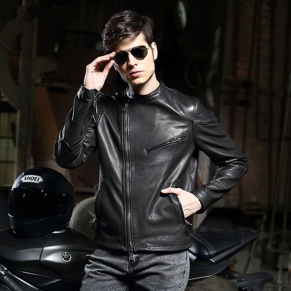 mens genuine leather jacket european motorcycle jacket men spring autumn cowskin jaqueta masculina slim fit men, Black
mens genuine leather jacket european motorcycle jacket men spring autumn cowskin jaqueta masculina slim fit men, Black