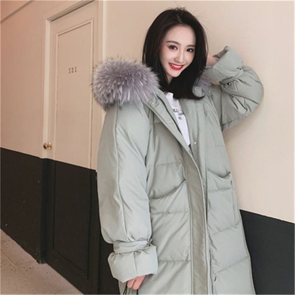 2019 new winter women loose warm thick white duck down jacket hooded big real raccoon fur collar long coat lady down parkas c154, Black
2019 new winter women loose warm thick white duck down jacket hooded big real raccoon fur collar long coat lady down parkas c154, Black