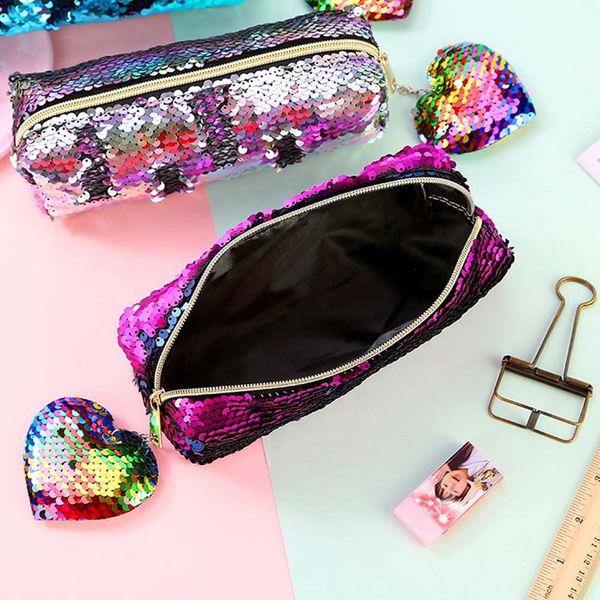 1 piece heart shape reversible sequin pencil case for girls school supplies school stationery gift
1 piece heart shape reversible sequin pencil case for girls school supplies school stationery gift