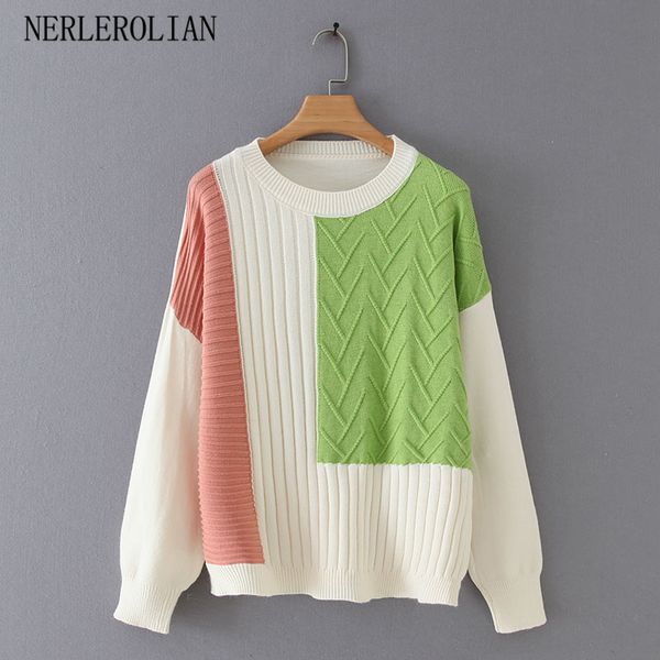 nerlerolian 2019 women color patchwork sweaters long sleeve o-neck knitted casual autumn pullovers, White;black
nerlerolian 2019 women color patchwork sweaters long sleeve o-neck knitted casual autumn pullovers, White;black