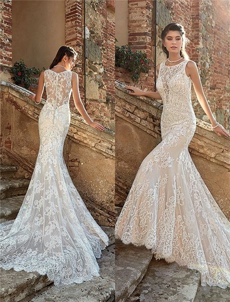 2019 summer mermaid wedding dresses backless full lace court train beach bridal gowns formal dresses for bohemian wedding gowns custom made, White
2019 summer mermaid wedding dresses backless full lace court train beach bridal gowns formal dresses for bohemian wedding gowns custom made, White