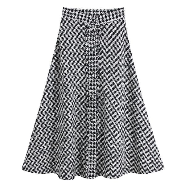 rr pleated skirts women fashion houndstooth skirt women elegant knee length button skirts female ladies ib, Black
rr pleated skirts women fashion houndstooth skirt women elegant knee length button skirts female ladies ib, Black