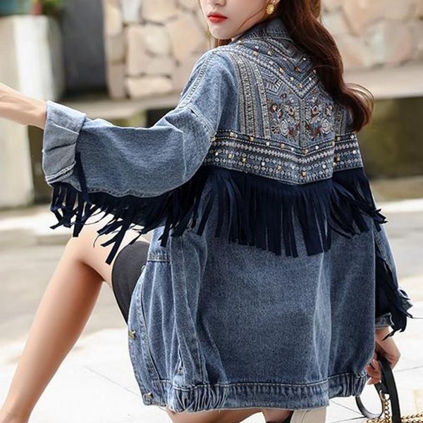 autumn denim women jacket fashion vintage floral embroidery suede fringe loose coat long sleeve outerwear female 2019 jacket, Black;brown
autumn denim women jacket fashion vintage floral embroidery suede fringe loose coat long sleeve outerwear female 2019 jacket, Black;brown