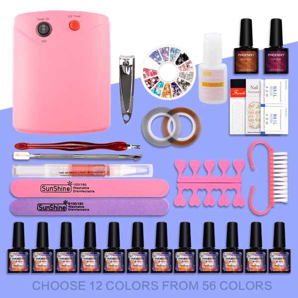 nail set 36w uv lamp dryer with 12pcs nail gel polish kit soak off manicure tools set gel polish kit for art tools
nail set 36w uv lamp dryer with 12pcs nail gel polish kit soak off manicure tools set gel polish kit for art tools