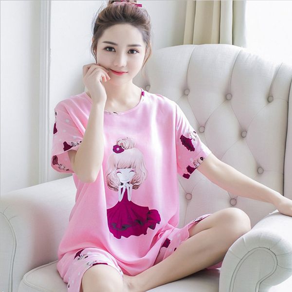 women's cartoon print cute pajamas set short sleeve loose nightgown suit 2019 summer sleepwear female sweet homewear pyjamas, Black;red
women's cartoon print cute pajamas set short sleeve loose nightgown suit 2019 summer sleepwear female sweet homewear pyjamas, Black;red