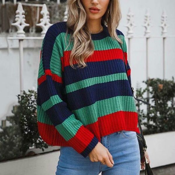 2020 new style for autumn and winter sweater female loose and plus-sized stripe spell color sweater womens sweaters, White;black
2020 new style for autumn and winter sweater female loose and plus-sized stripe spell color sweater womens sweaters, White;black