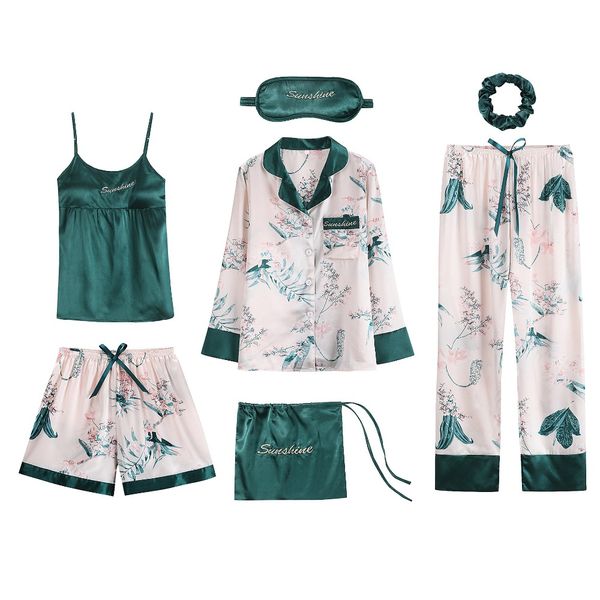 new satin pajamas pyjamas set for women sleepwear 7 pieces female lace silk striped pajamas suit summer autumn lingerie homewear, Blue;gray
new satin pajamas pyjamas set for women sleepwear 7 pieces female lace silk striped pajamas suit summer autumn lingerie homewear, Blue;gray