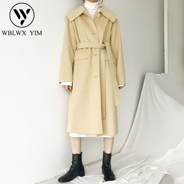 elegant long wool coat women fashion single breasted belt woolen coat casual autumn winter womens loose plus size outerwear, Black
elegant long wool coat women fashion single breasted belt woolen coat casual autumn winter womens loose plus size outerwear, Black
