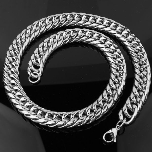 16mm heavy mens necklaces chains stainless steel silver necklace or bracelet double curb cuban fashion jewelry customized 7-40
16mm heavy mens necklaces chains stainless steel silver necklace or bracelet double curb cuban fashion jewelry customized 7-40